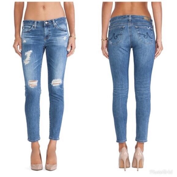 AG Adriano Goldschmeid The Stilt Cigarette Leg Distressed Destroyed Jeans - Picture 1 of 11